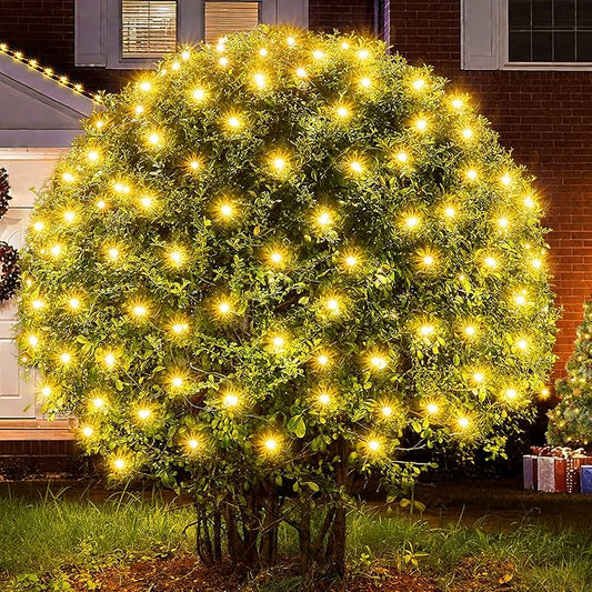 BlcTec Upgraded Christmas Lights Outdoor 176LED 8.7ft x 5.2ft Christmas Net Lights with UL Certified, 8 Modes, Timer, Connectable, Waterproof Durable Thick Wire for Bushes, Shrub Decor, Warm White
