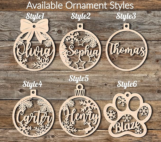 Wooden Personalized Christmas Ornaments with Name Family Christmas Ornaments for Kids Christmas Ball Ornaments Christmas Tree Ornaments Christmas Balls Custom Ornament with Name