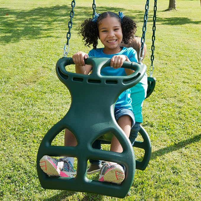 Swing-N-Slide WS 3452 Heavy Duty Two Person Dual Glider Swing, with Coated Chains to Prevent Pinching, 18 W x 25 in H x 40 L, Green
