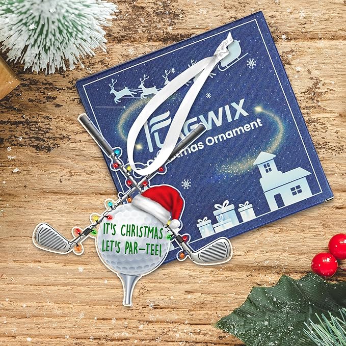 FLAGWIX Christmas Golf Gifts for Men Women - Acrylic Ornaments 2025 Tree Decorations - Golf Ornaments for Christmas Tree, Funny Sports Ornament Gifts for Men Dad Husband