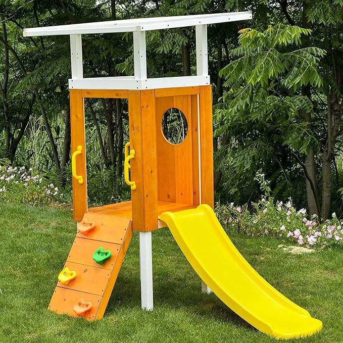 Avenlur Forest Modern Toddler Swing Set: Endless Fun for Ages 18 Months to 4-5 Years - Slide, Rock Wall, Ladder, Clubhouse Fort, Durable Swing - Easy Climbing Handles - Premium Quality!