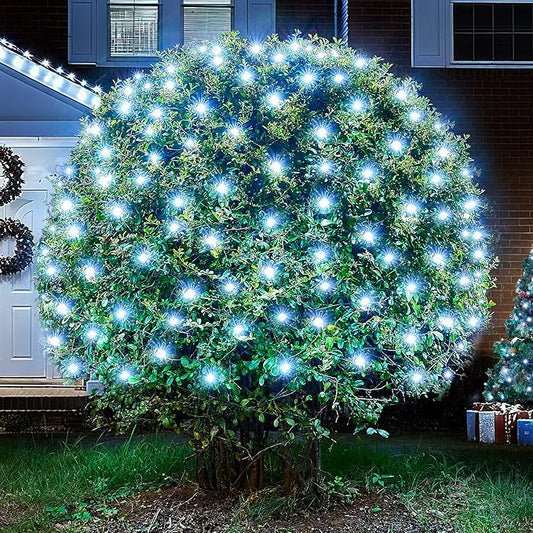 BlcTec Upgraded Christmas Lights Outdoor 176LED 8.7ft x 5.2ft Christmas Net Lights with UL Certified, 8 Modes, Timer, Connectable, Waterproof & Thick Wire for Bushes, Shrubs, Yard Decorations, White