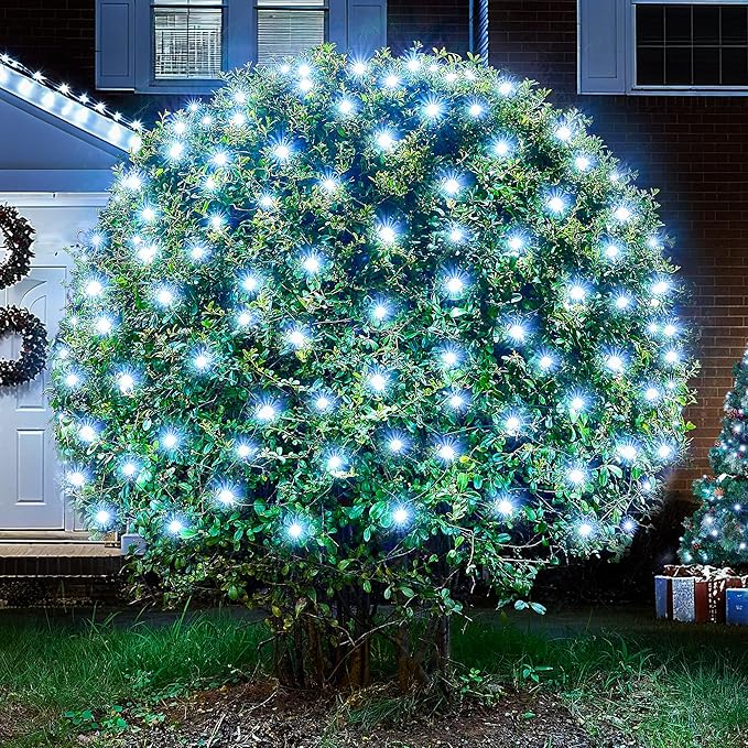 BlcTec Upgraded Outdoor Christmas Lights 280LED 10ft x 6.7ft Christmas Net Lights with UL Certified, 8 Modes, Timer, Connectable, Waterproof & Thick Wire for Bushes, Shrubs Decorations, Cool White
